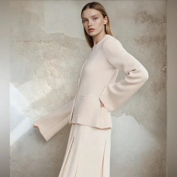 Jenni Kayne Cooper Wool Cashmere Blend Cardigan in Warm Ivory - Picture 3 of 3